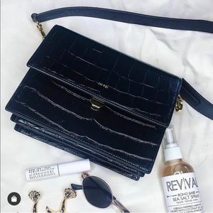 New croc embossed flap bag